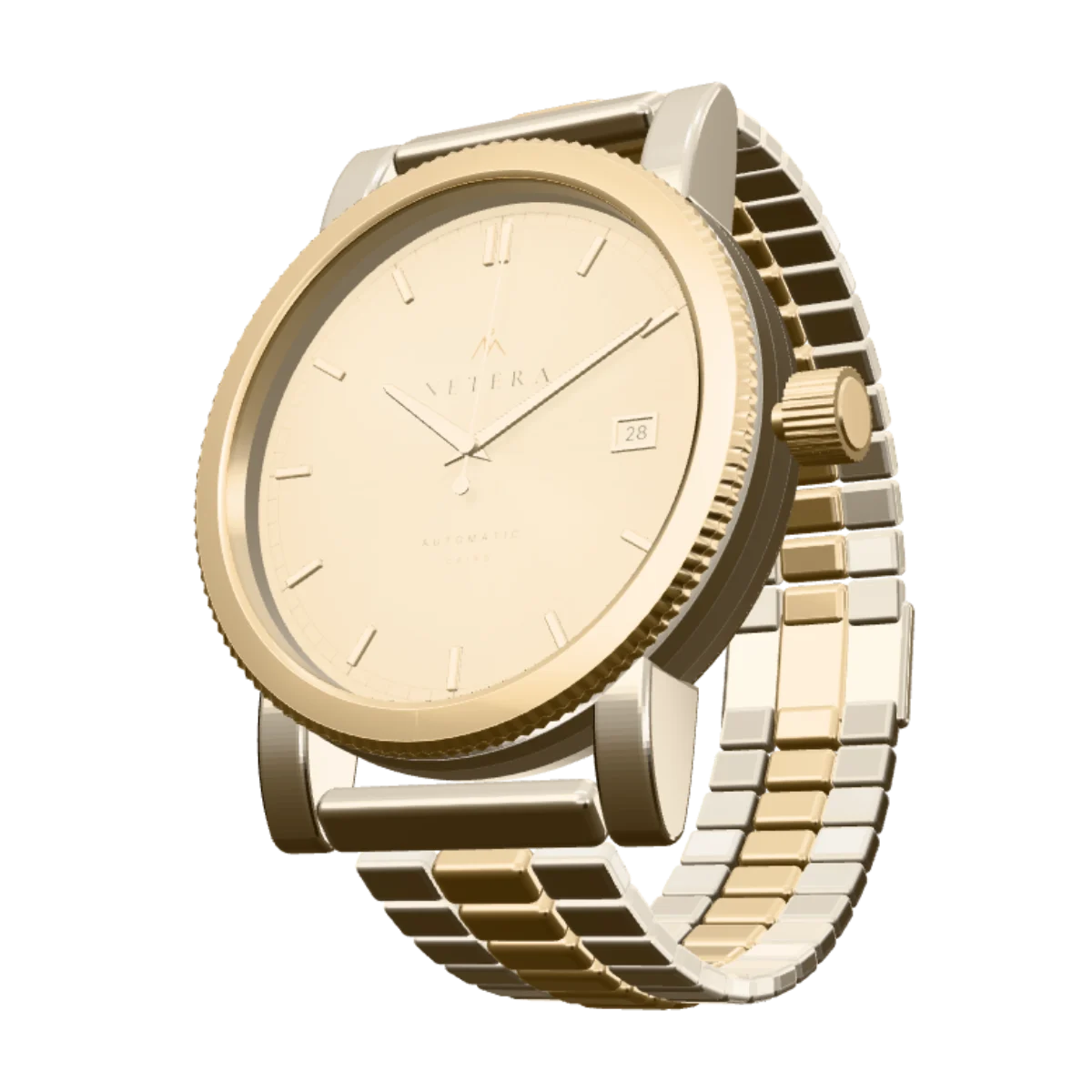 The NETERA automatic timepiece in champagne gold and steel